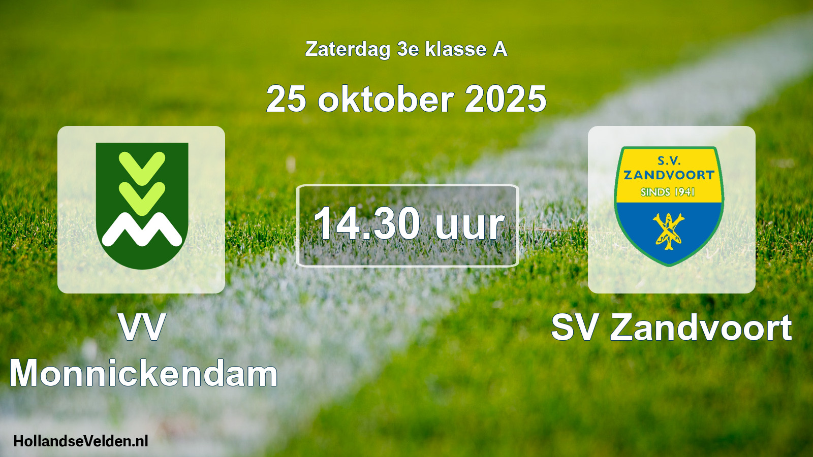 Geplande wedstrijd: VV Monnickendam - SV Zandvoort (25 oktober 2025)