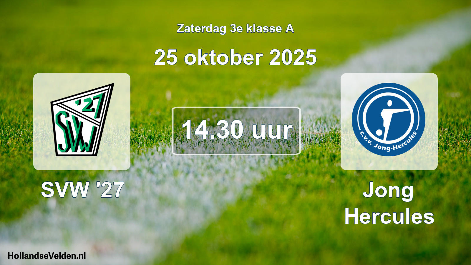 Geplande wedstrijd: SVW '27 - Jong Hercules (25 oktober 2025)