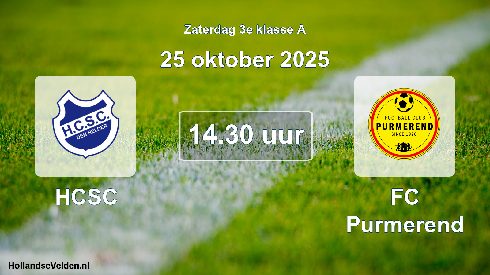Geplande wedstrijd: HCSC - FC Purmerend (25 oktober 2025)
