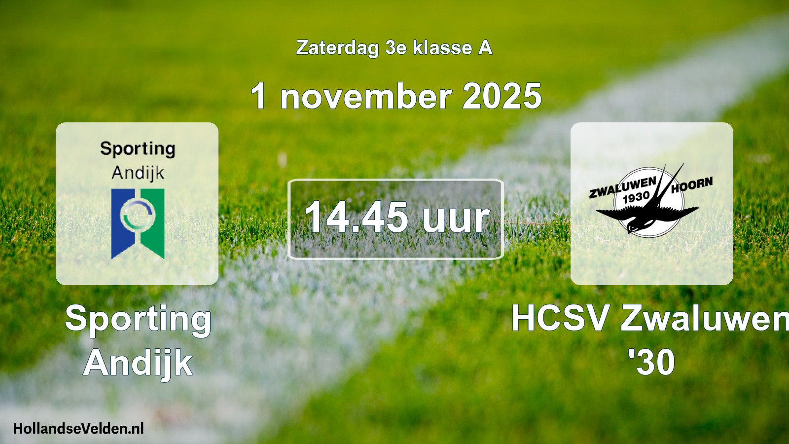Scheduled Match: Sporting Andijk - HCSV Zwaluwen '30 (1 November 2025)