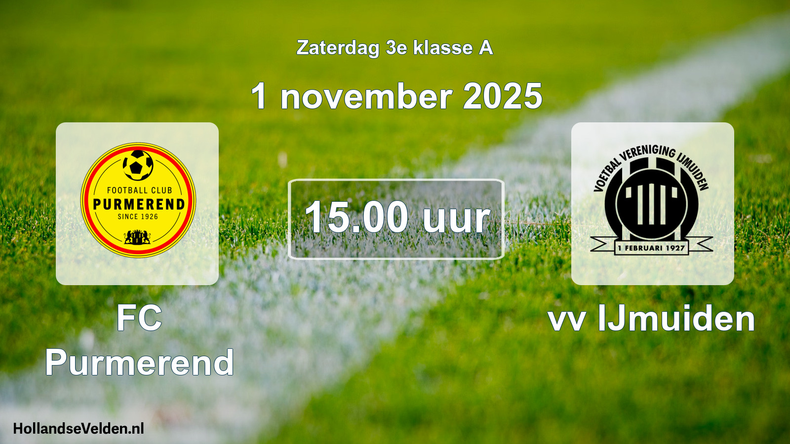 Geplande wedstrijd: FC Purmerend - vv IJmuiden (1 november 2025)
