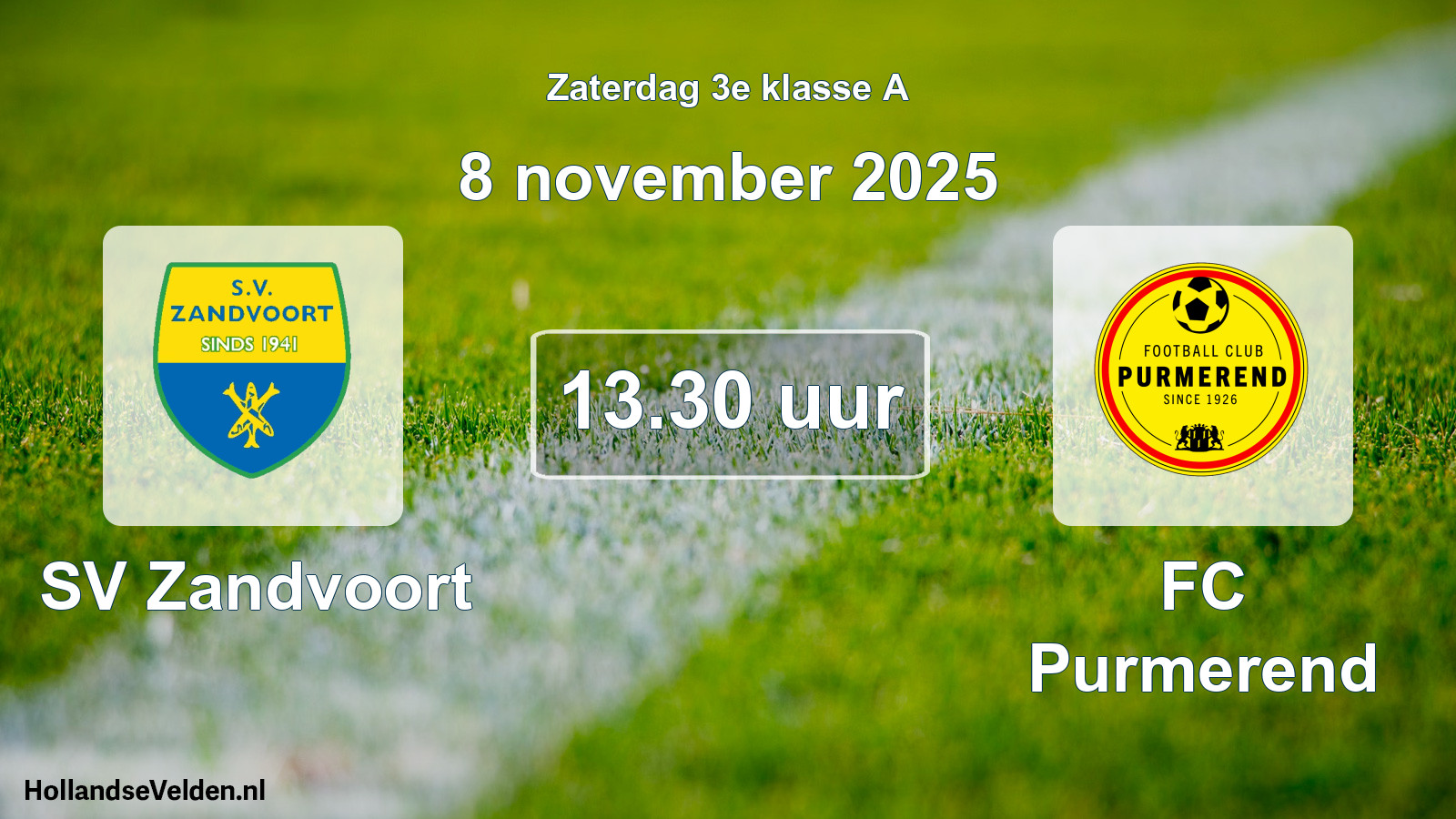 Geplande wedstrijd: SV Zandvoort - FC Purmerend (8 november 2025)