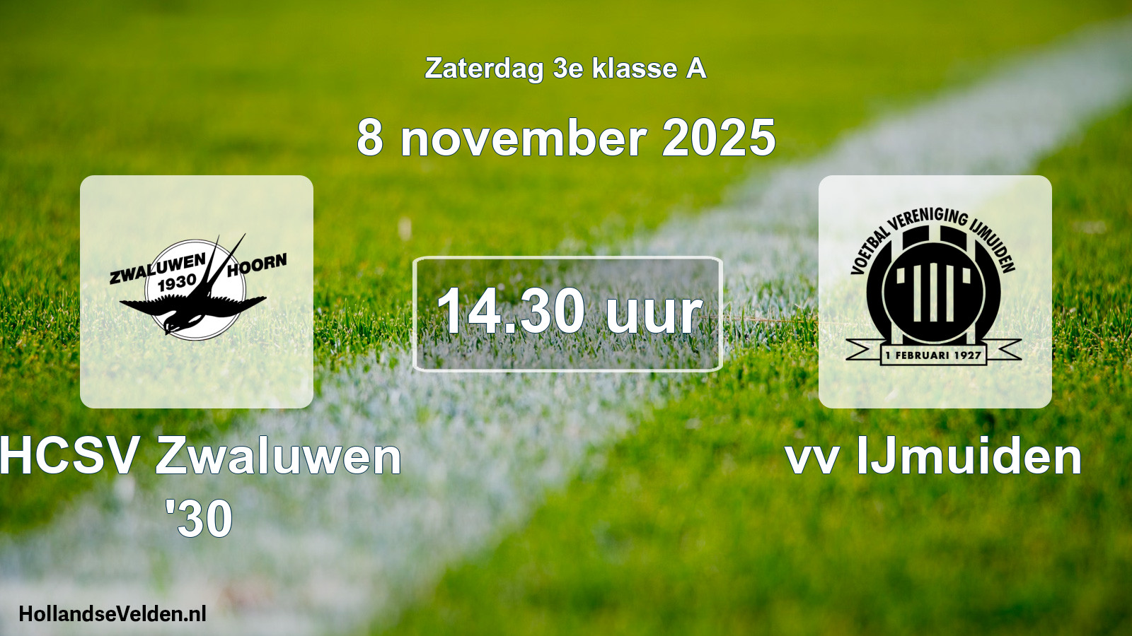 Geplande wedstrijd: HCSV Zwaluwen '30 - vv IJmuiden (8 november 2025)