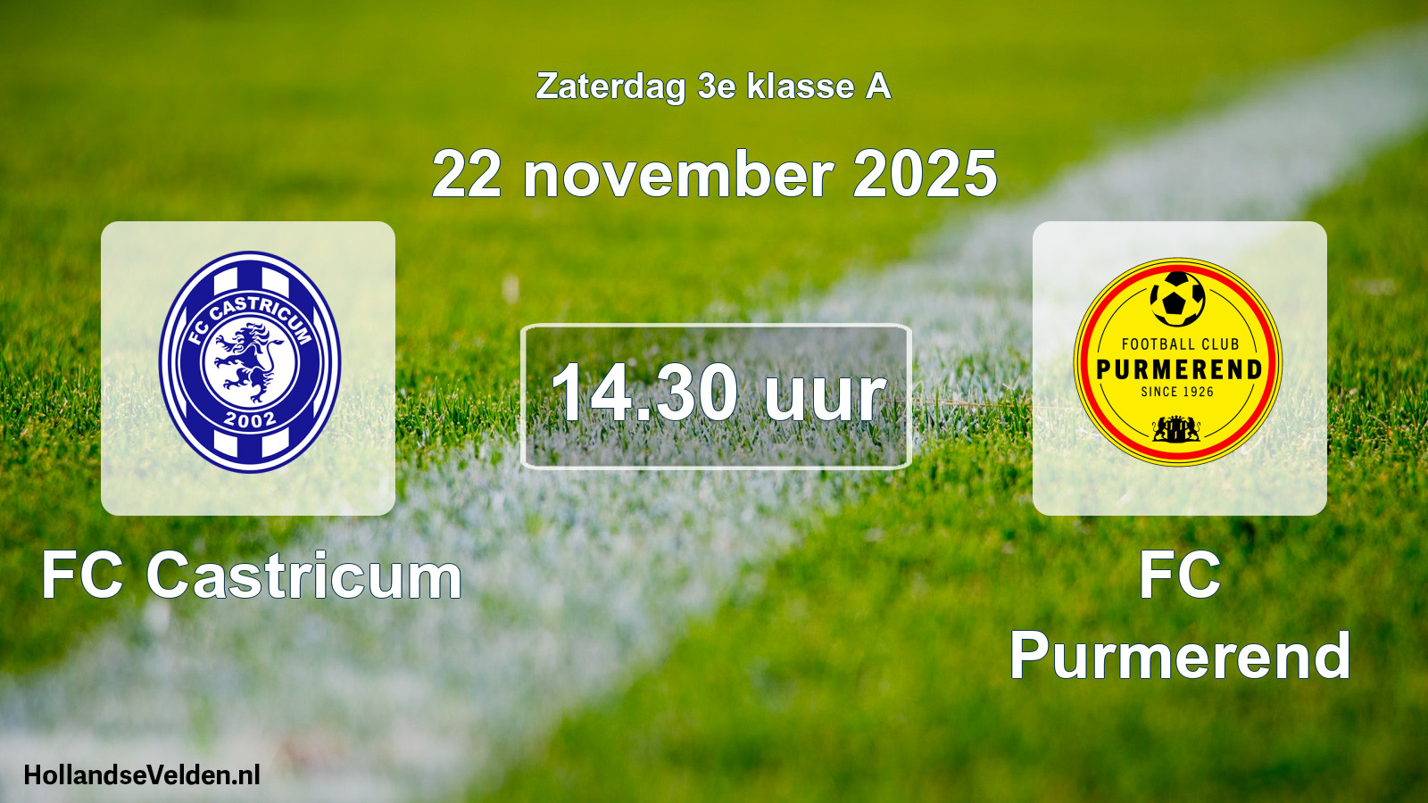 Geplande wedstrijd: FC Castricum - FC Purmerend (22 november 2025)