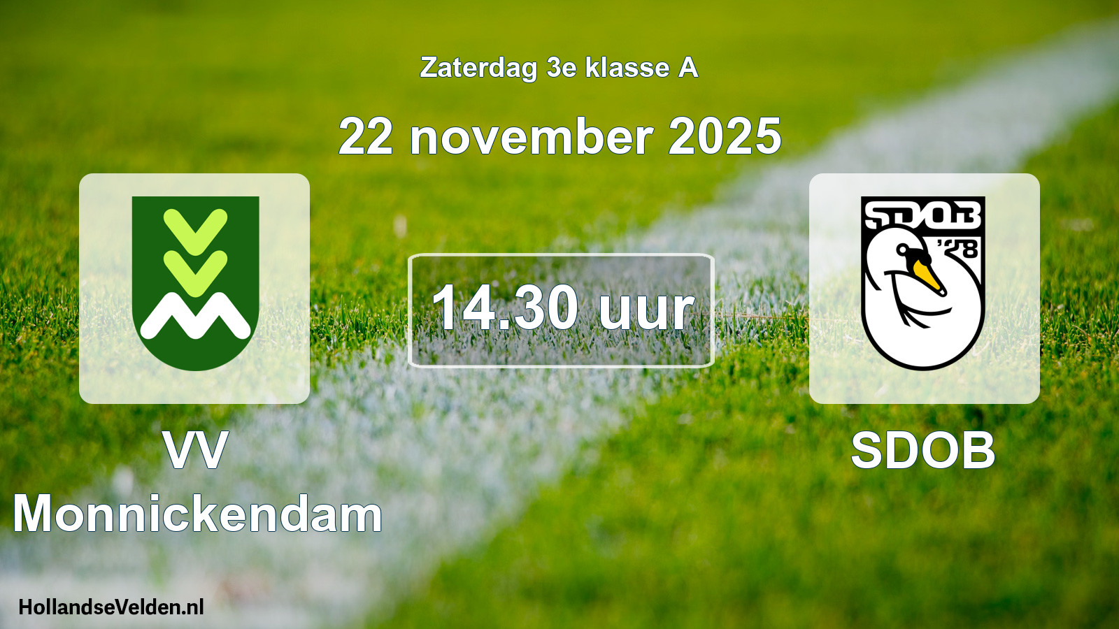 Geplande wedstrijd: VV Monnickendam - SDOB (22 november 2025)