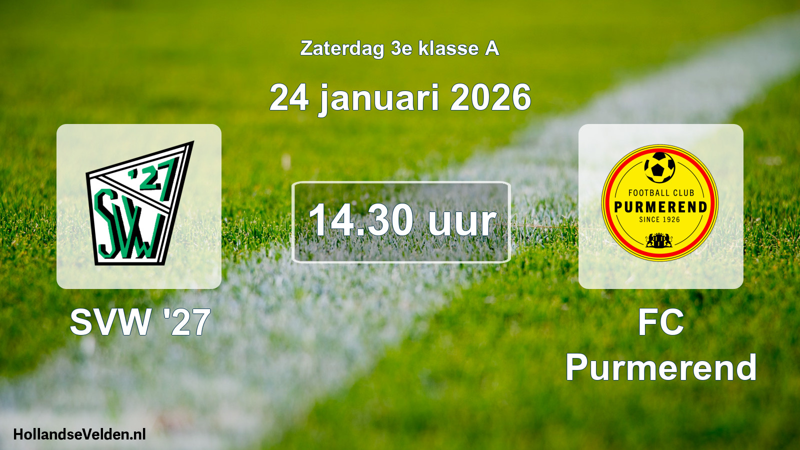 Geplande wedstrijd: SVW '27 - FC Purmerend (24 januari 2026)