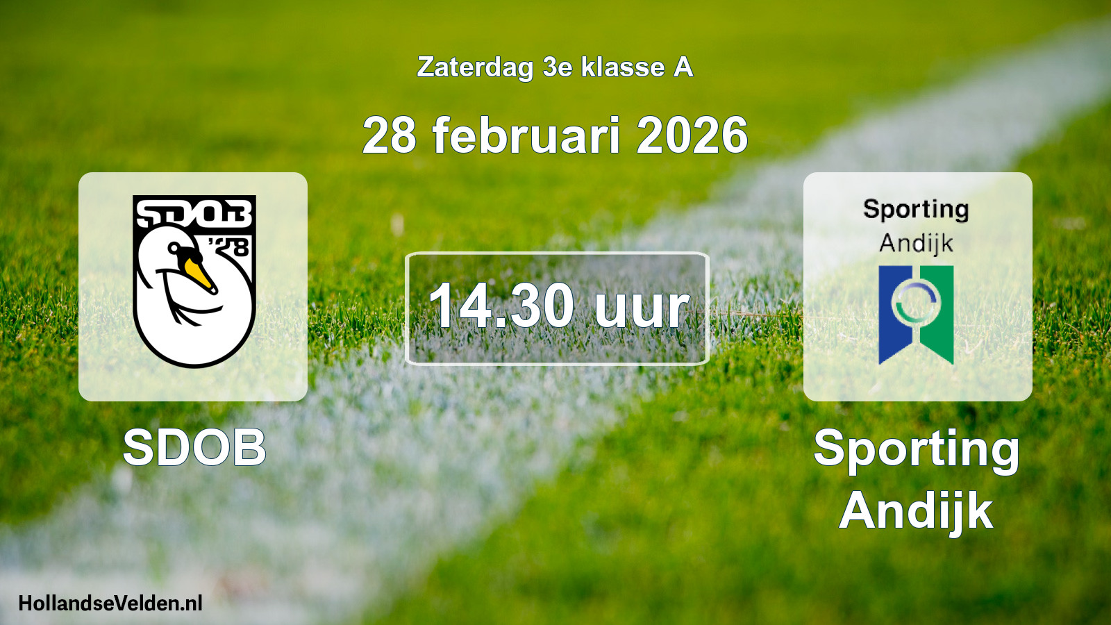 Geplande wedstrijd: SDOB - Sporting Andijk (28 februari 2026)