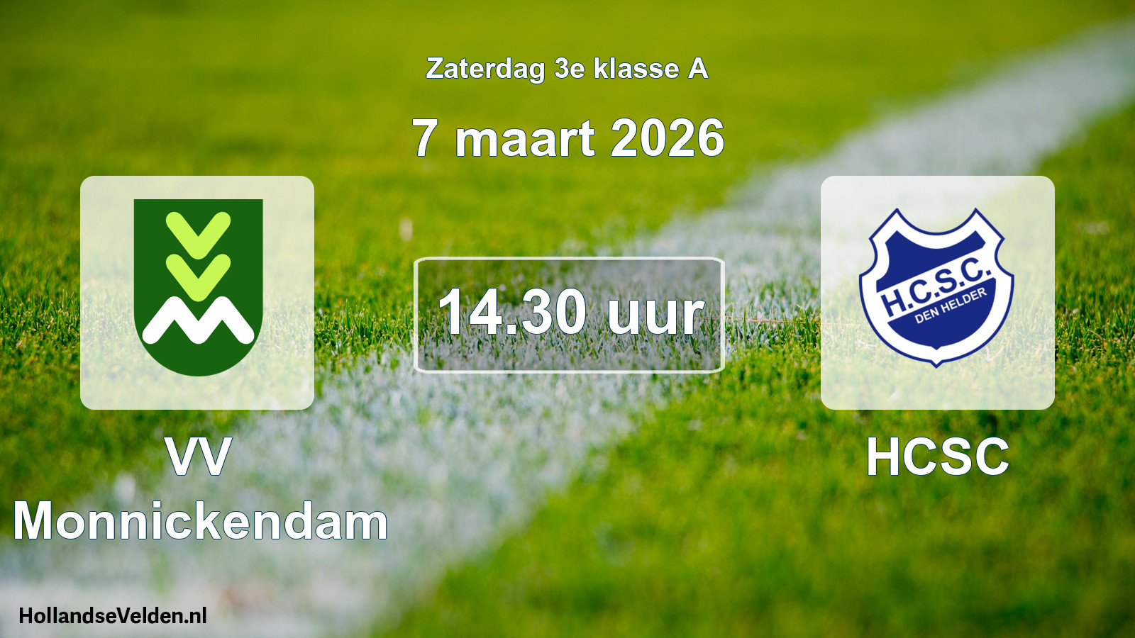 Geplande wedstrijd: VV Monnickendam - HCSC (7 maart 2026)