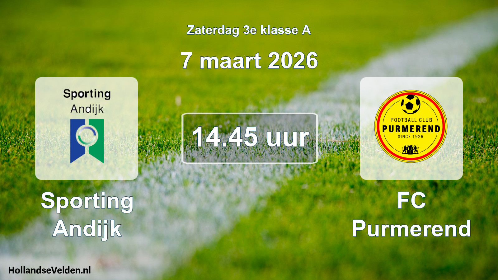 Geplande wedstrijd: Sporting Andijk - FC Purmerend (7 maart 2026)