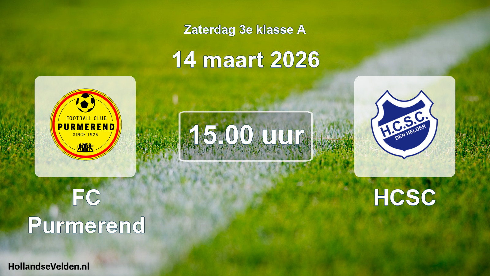 Geplande wedstrijd: FC Purmerend - HCSC (14 maart 2026)