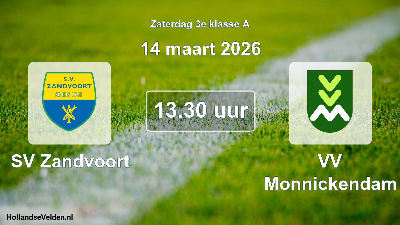 Geplande wedstrijd: SV Zandvoort - VV Monnickendam (14 maart 2026)