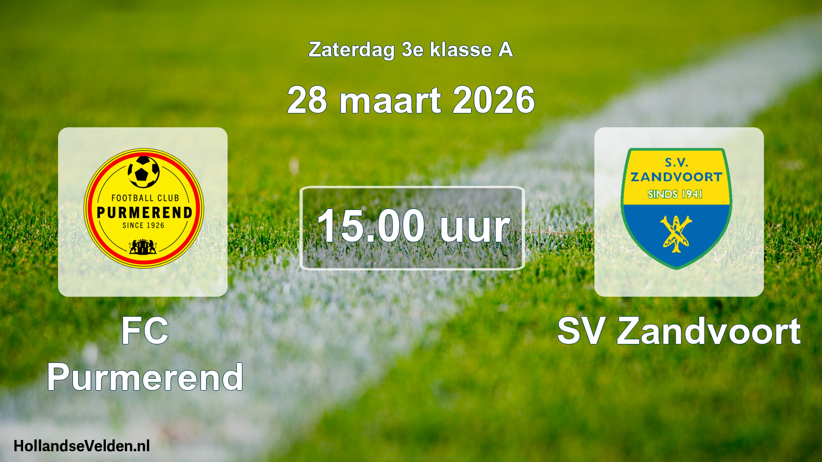 Geplande wedstrijd: FC Purmerend - SV Zandvoort (28 maart 2026)