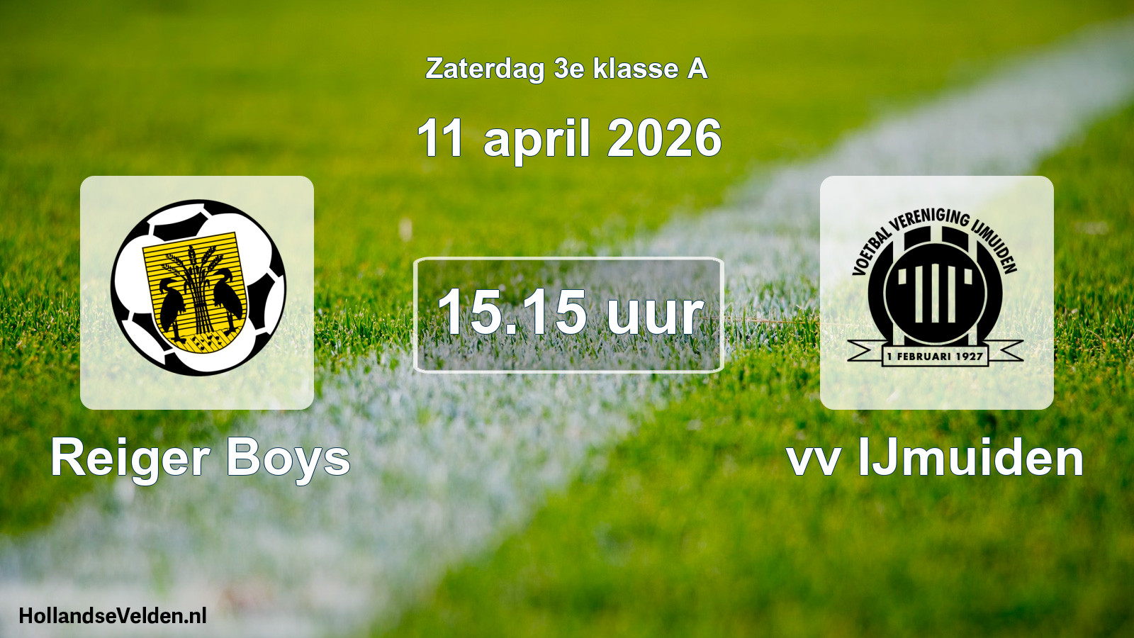 Geplande wedstrijd: Reiger Boys - vv IJmuiden (11 april 2026)