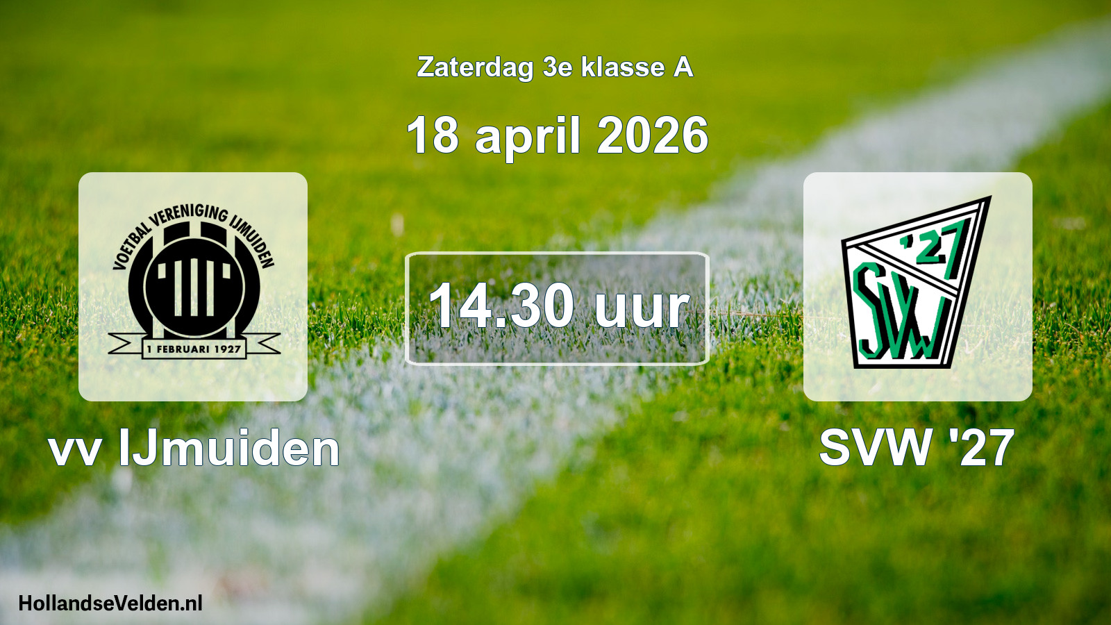 Geplande wedstrijd: vv IJmuiden - SVW '27 (18 april 2026)