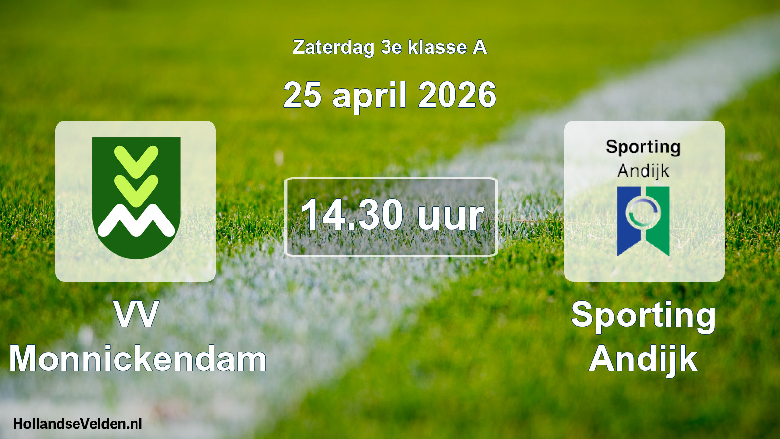 Geplande wedstrijd: VV Monnickendam - Sporting Andijk (25 april 2026)