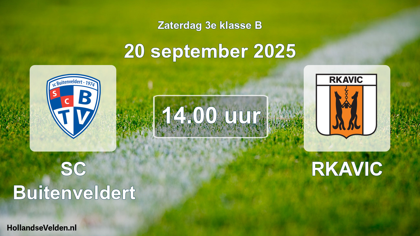 Geplande wedstrijd: SC Buitenveldert - RKAVIC (20 september 2025)