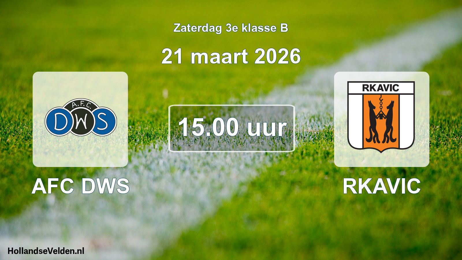 Geplande wedstrijd: AFC DWS - RKAVIC (21 maart 2026)