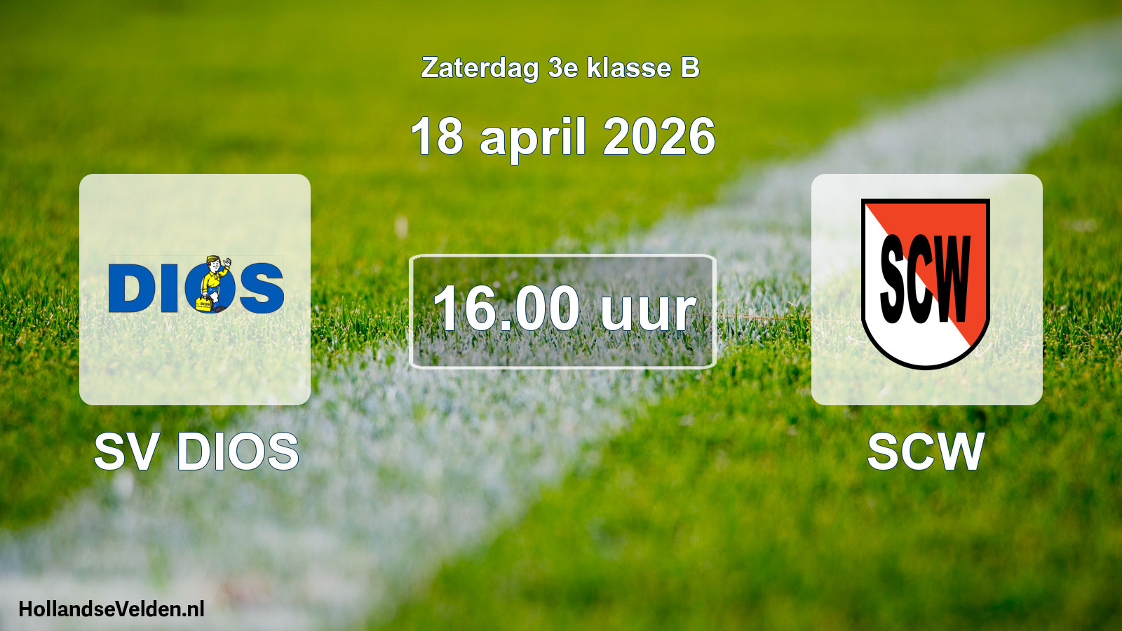 Geplande wedstrijd: SV DIOS - SCW (18 april 2026)