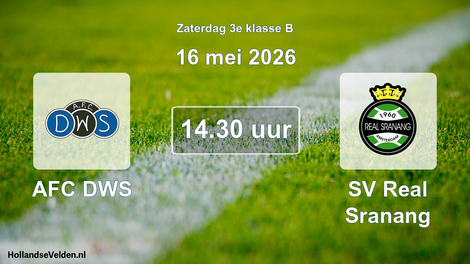Geplande wedstrijd: AFC DWS - SV Real Sranang (16 mei 2026)