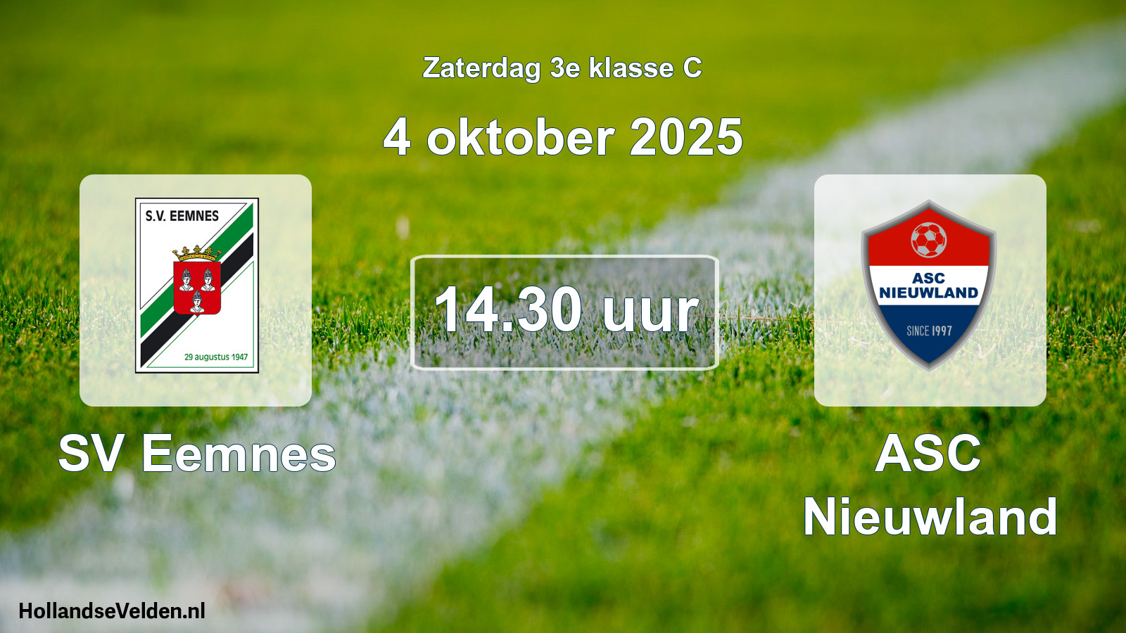 Scheduled Match: SV Eemnes - ASC Nieuwland (4 October 2025)