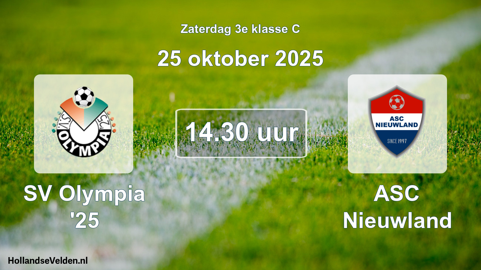 Geplande wedstrijd: SV Olympia '25 - ASC Nieuwland (25 oktober 2025)