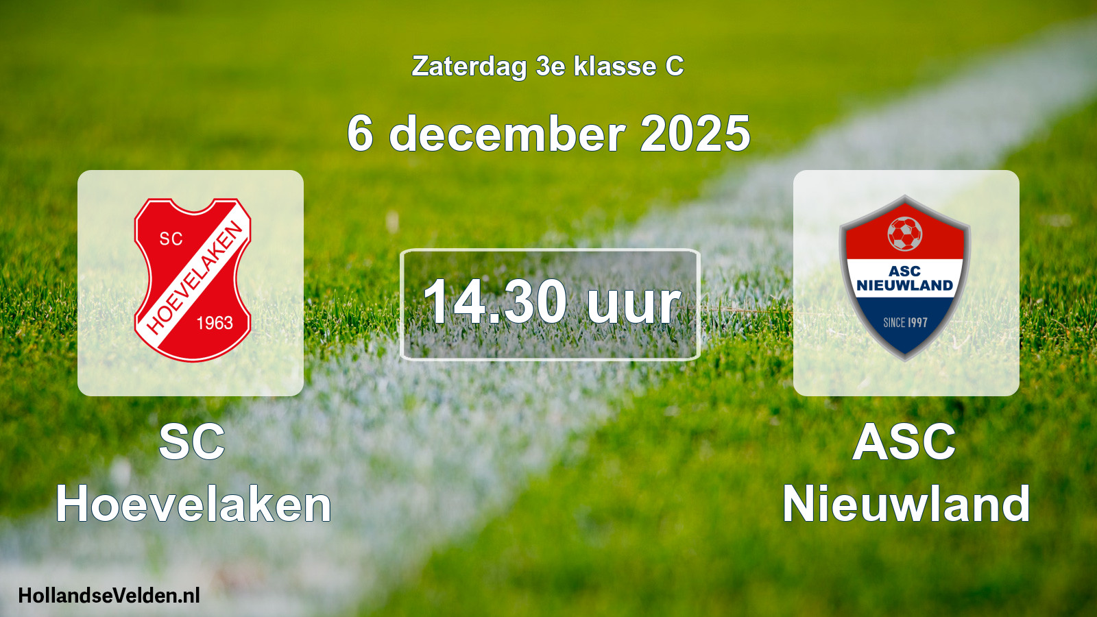 Geplande wedstrijd: SC Hoevelaken - ASC Nieuwland (6 december 2025)