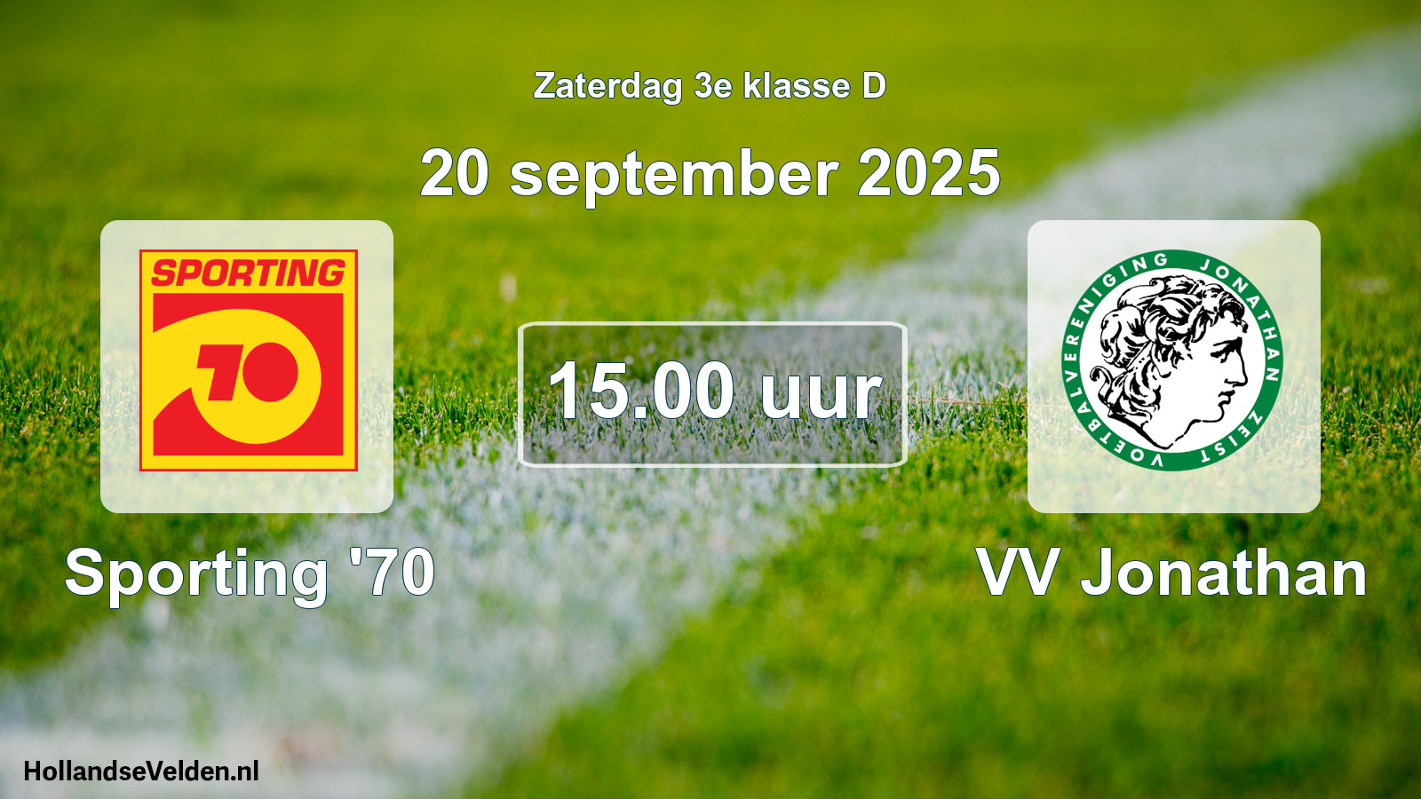 Geplande wedstrijd: Sporting '70 - VV Jonathan (20 september 2025)