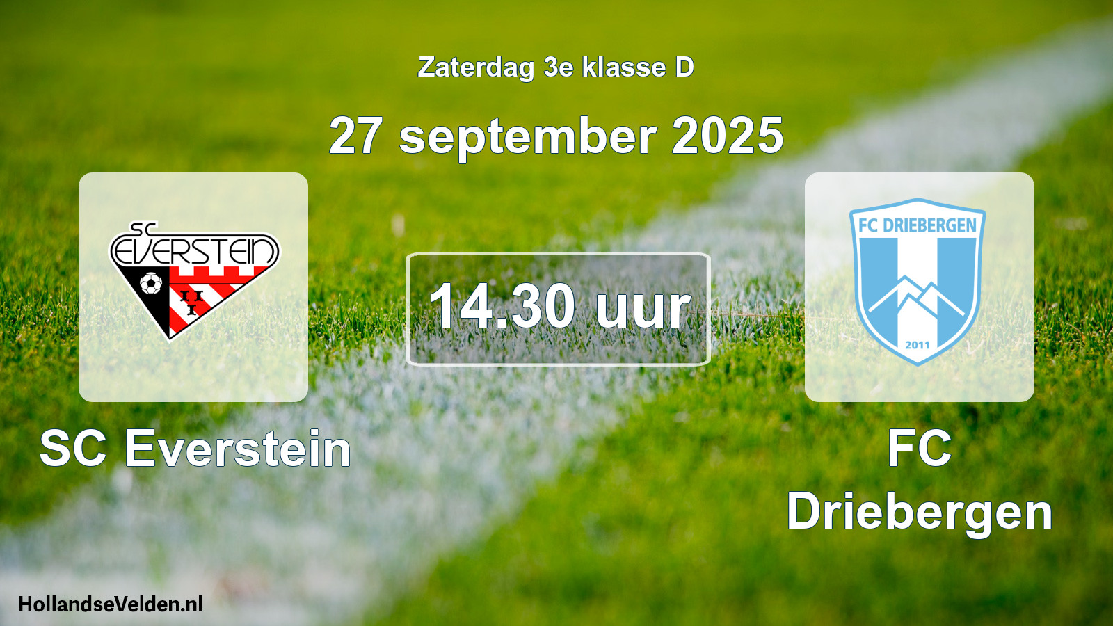 Geplande wedstrijd: SC Everstein - FC Driebergen (27 september 2025)