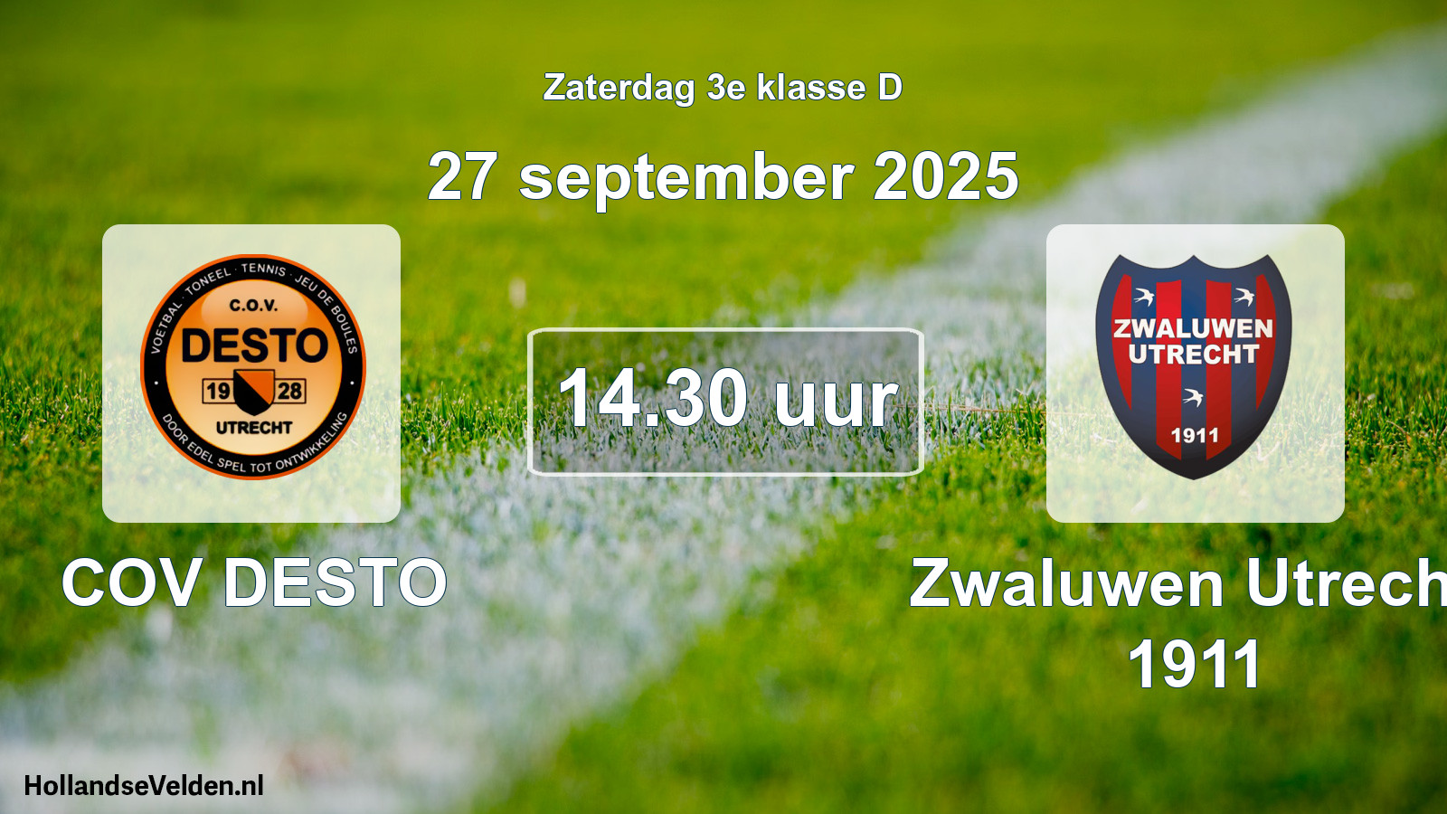 Geplande wedstrijd: COV DESTO - Zwaluwen Utrecht 1911 (27 september 2025)