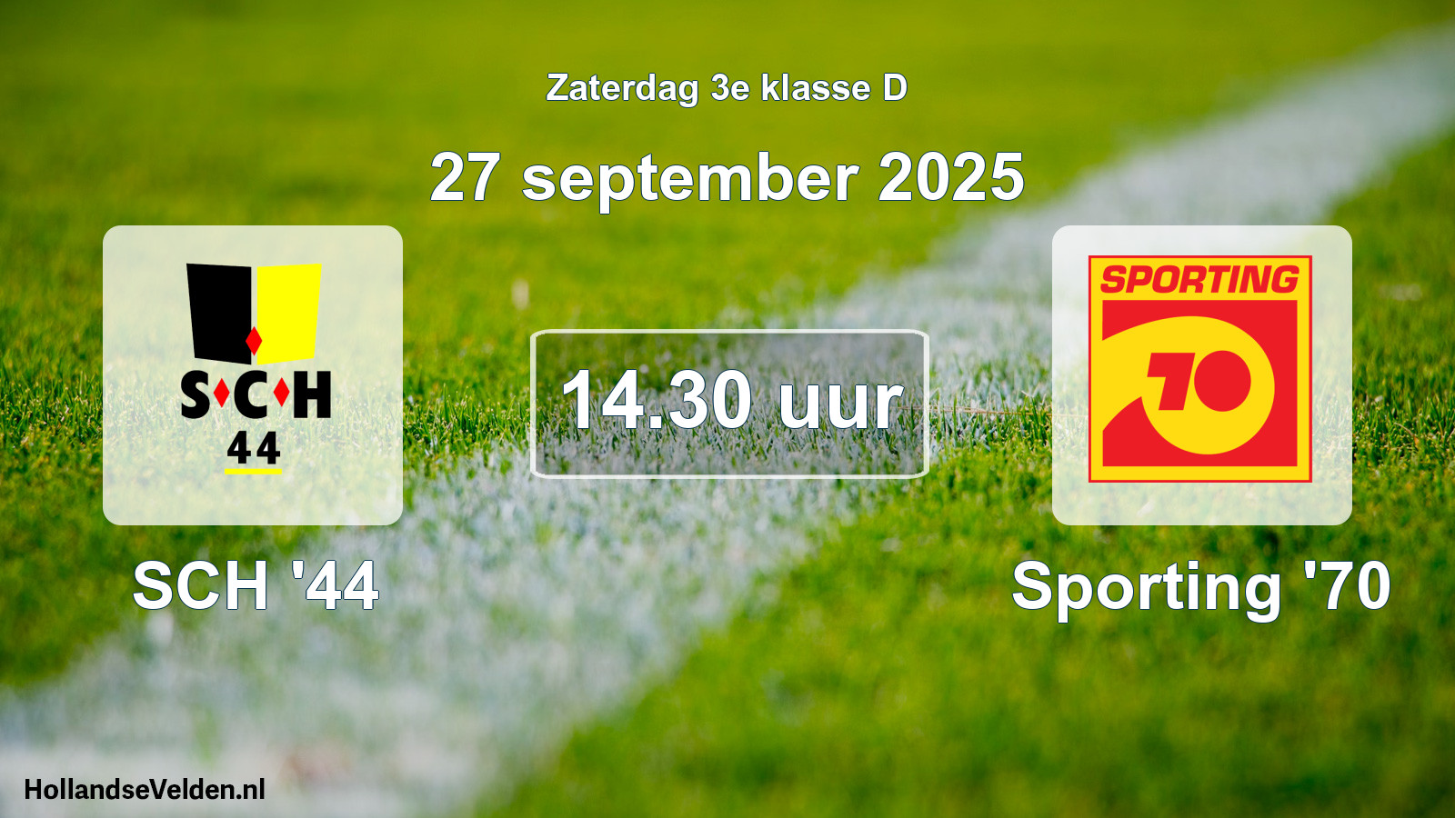 Geplande wedstrijd: SCH '44 - Sporting '70 (27 september 2025)