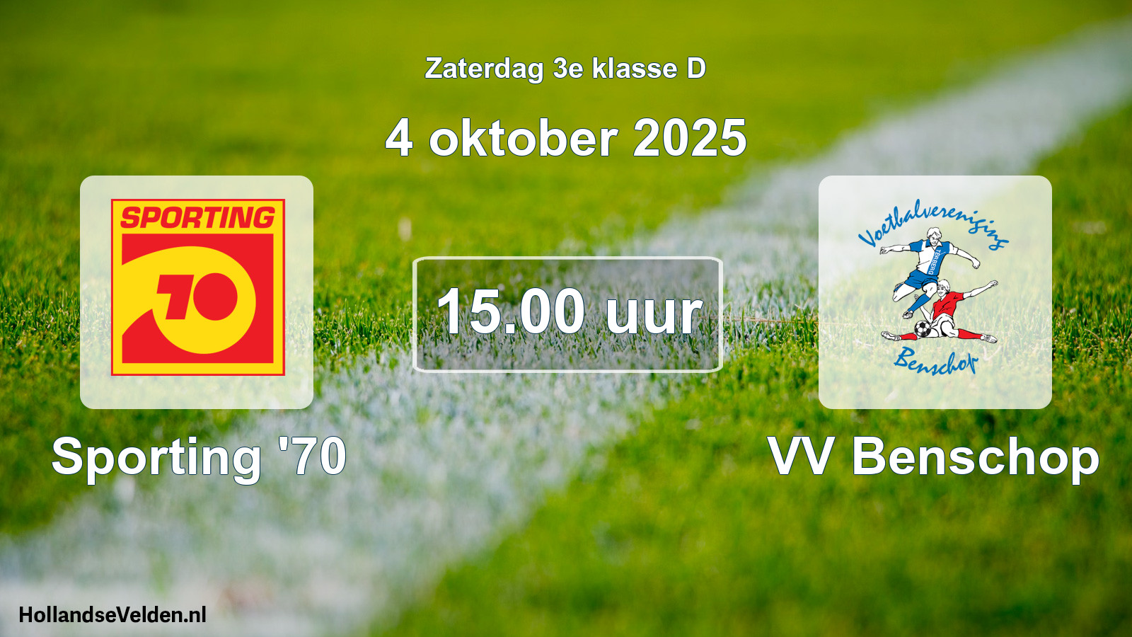 Geplande wedstrijd: Sporting '70 - VV Benschop (4 oktober 2025)