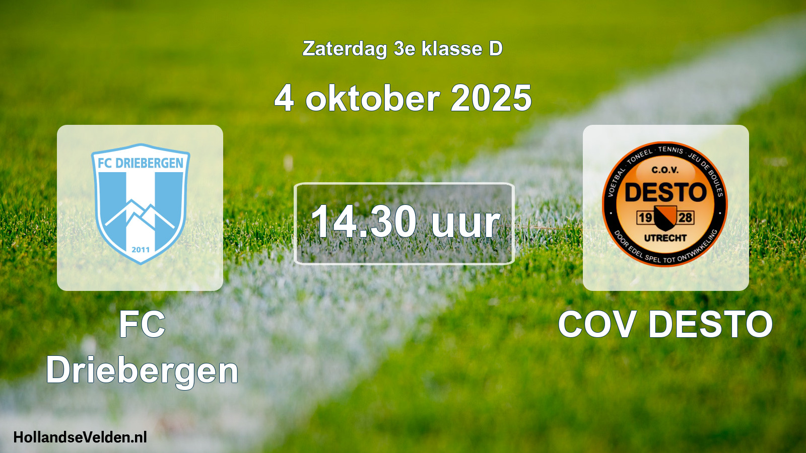 Geplande wedstrijd: FC Driebergen - COV DESTO (4 oktober 2025)