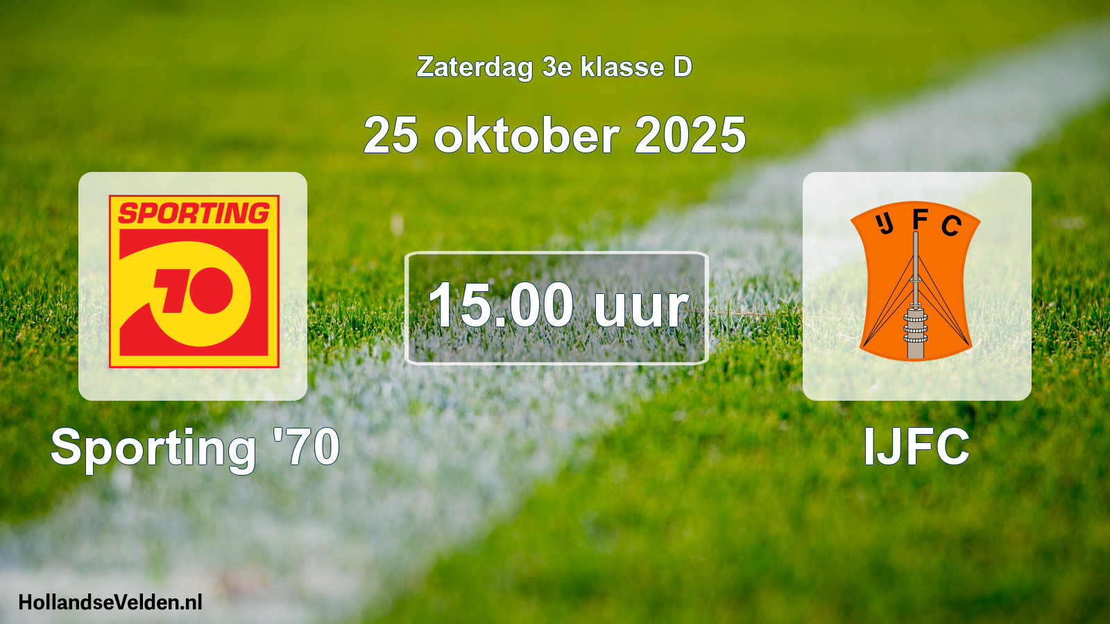 Geplande wedstrijd: Sporting '70 - IJFC (25 oktober 2025)