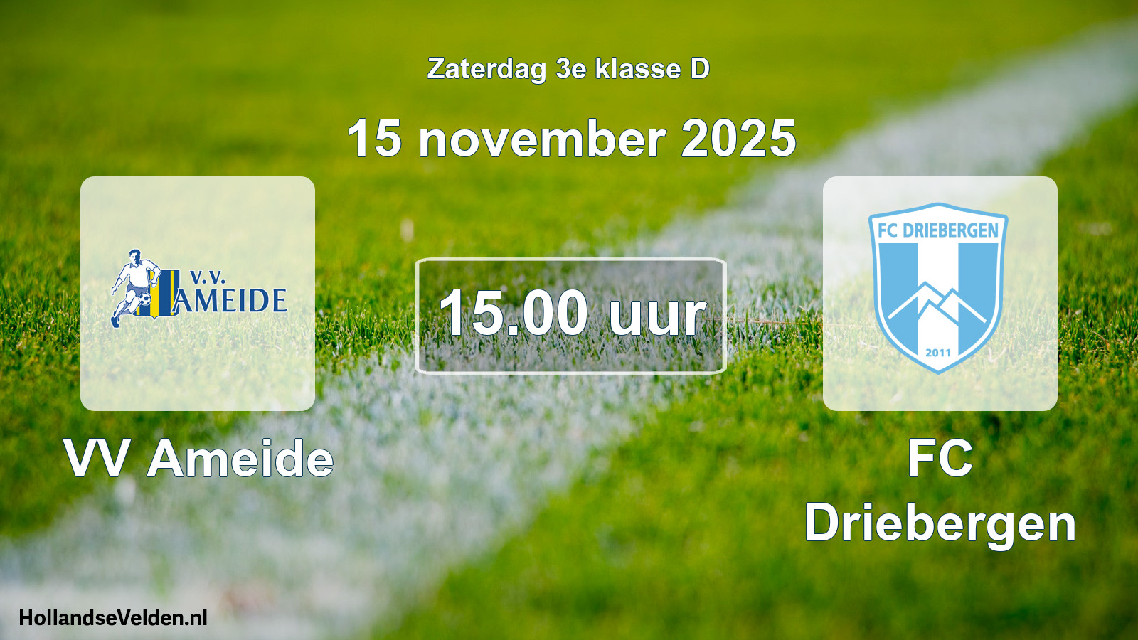 Geplande wedstrijd: VV Ameide - FC Driebergen (15 november 2025)