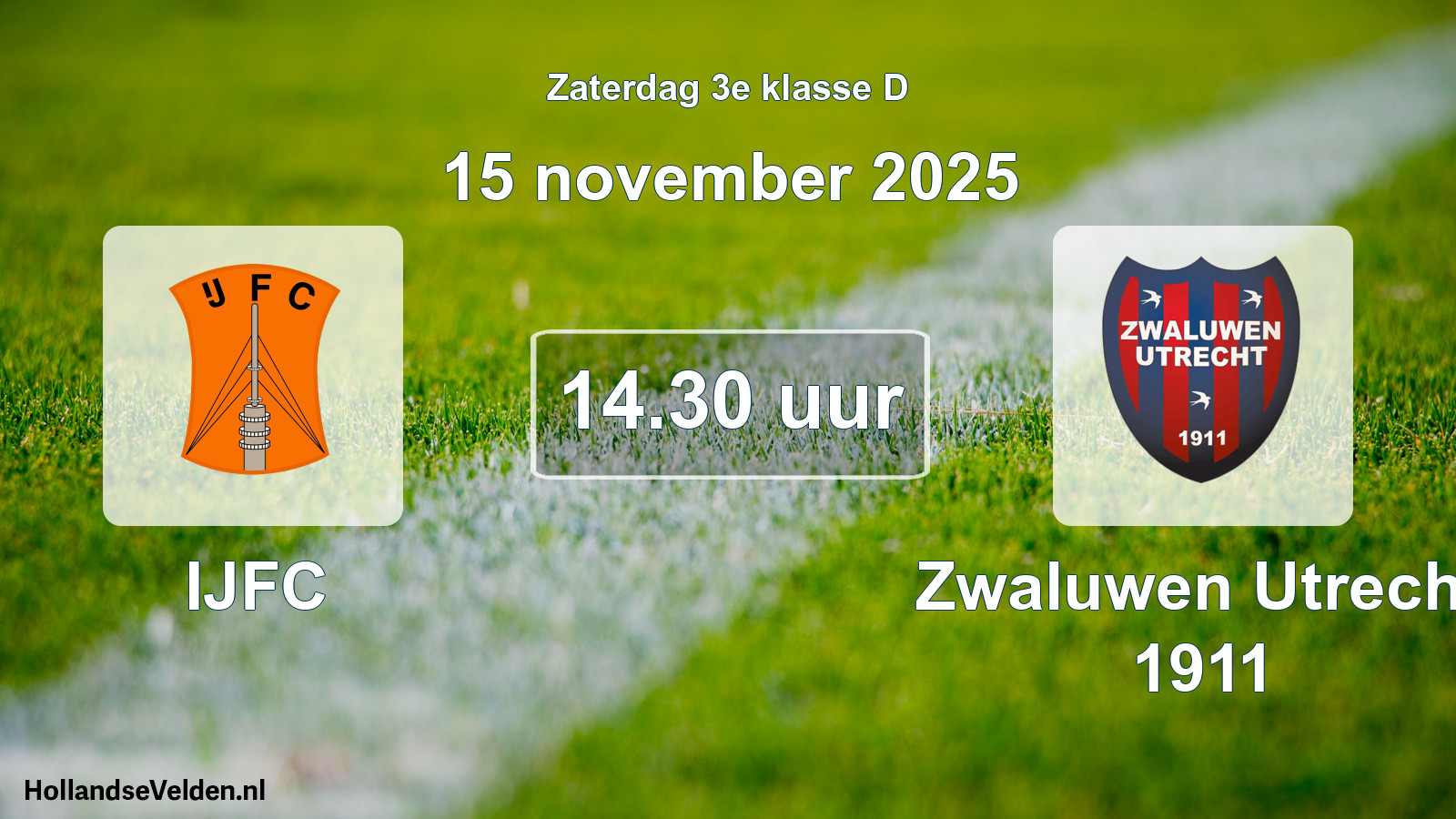 Geplande wedstrijd: IJFC - Zwaluwen Utrecht 1911 (15 november 2025)
