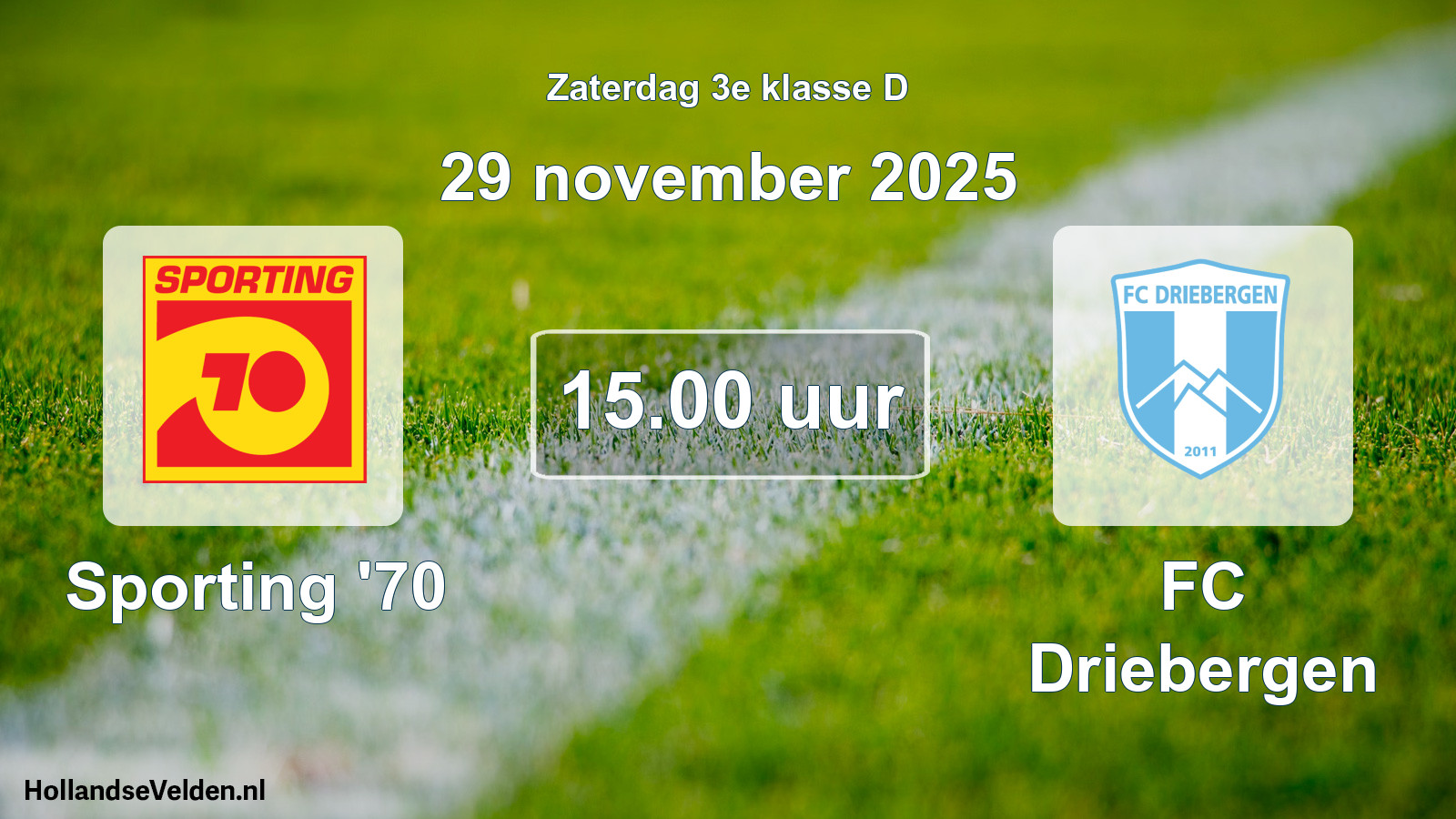 Geplande wedstrijd: Sporting '70 - FC Driebergen (29 november 2025)