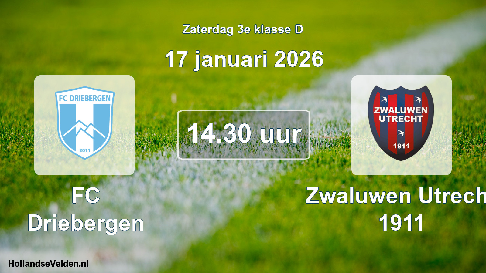 Geplande wedstrijd: FC Driebergen - Zwaluwen Utrecht 1911 (17 januari 2026)