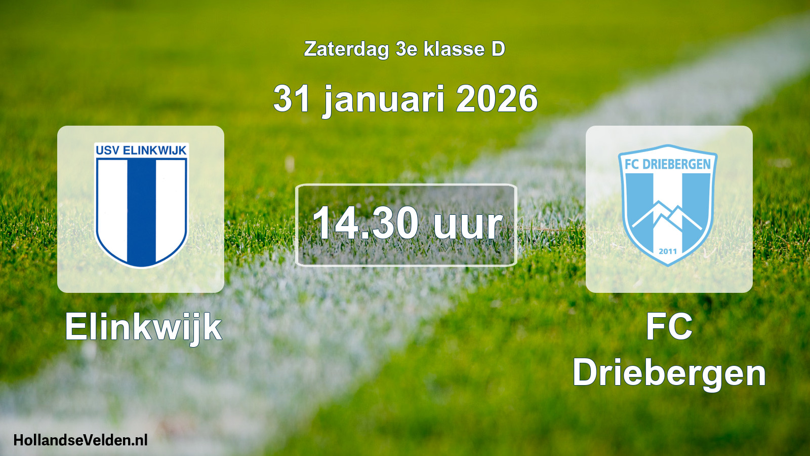 Geplande wedstrijd: Elinkwijk - FC Driebergen (31 januari 2026)