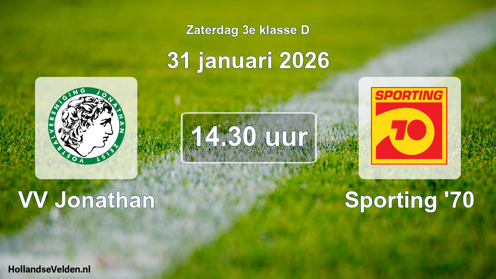 Geplande wedstrijd: VV Jonathan - Sporting '70 (31 januari 2026)