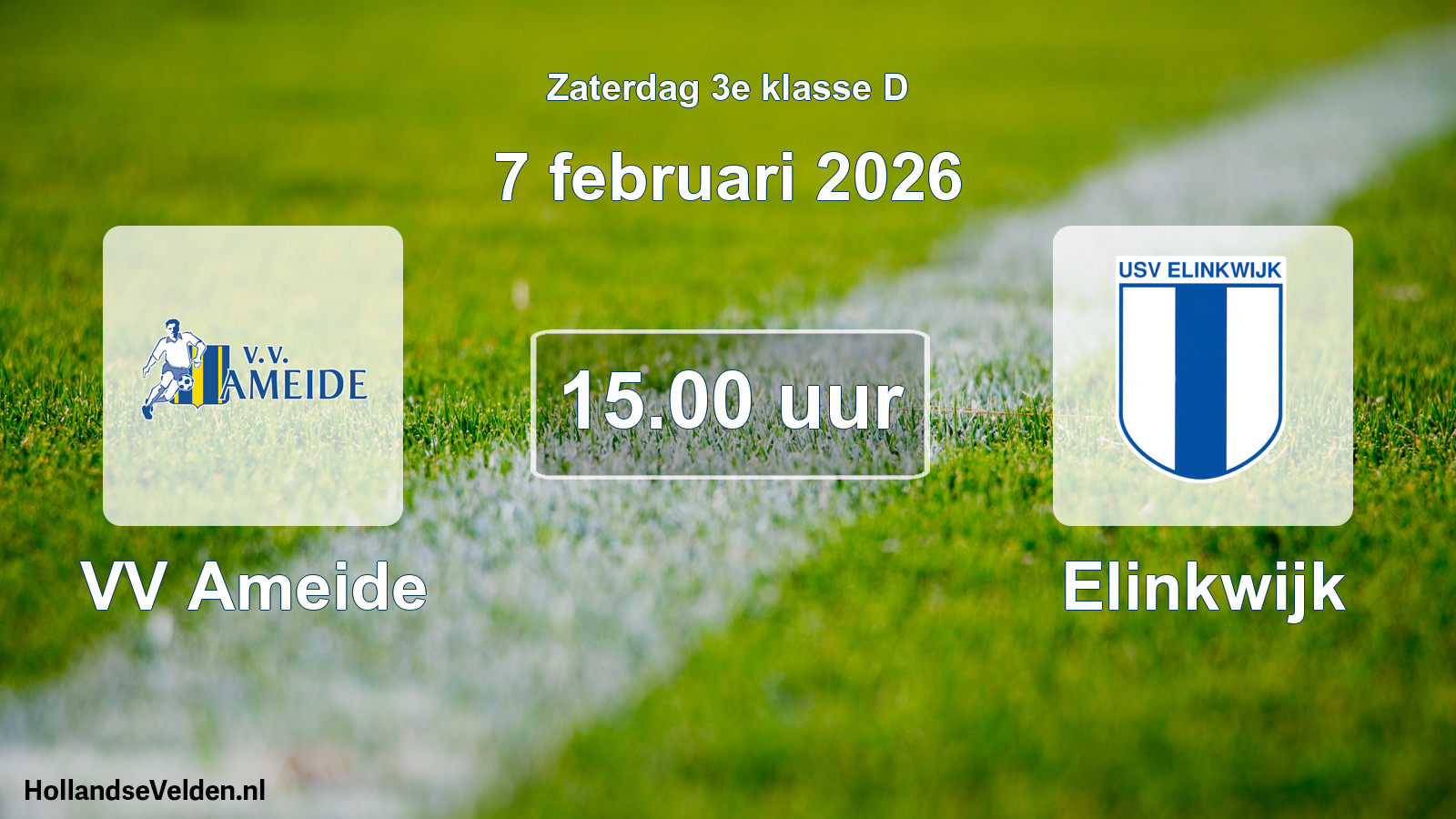 Geplande wedstrijd: VV Ameide - Elinkwijk (7 februari 2026)