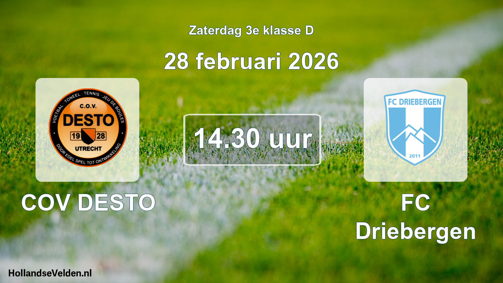 Geplande wedstrijd: COV DESTO - FC Driebergen (28 februari 2026)