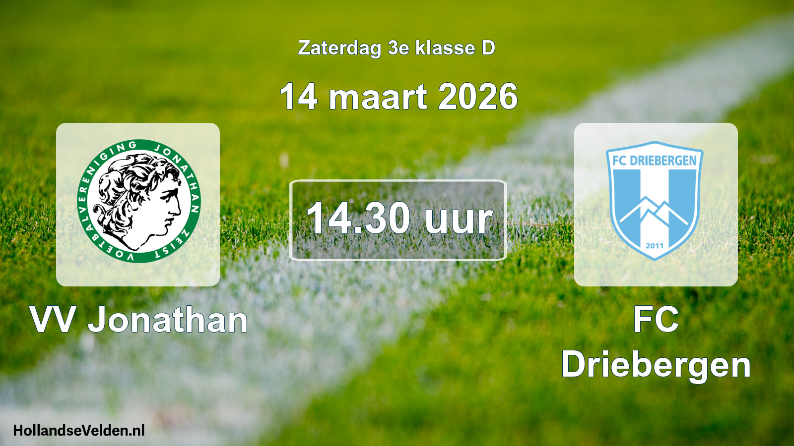 Geplande wedstrijd: VV Jonathan - FC Driebergen (14 maart 2026)