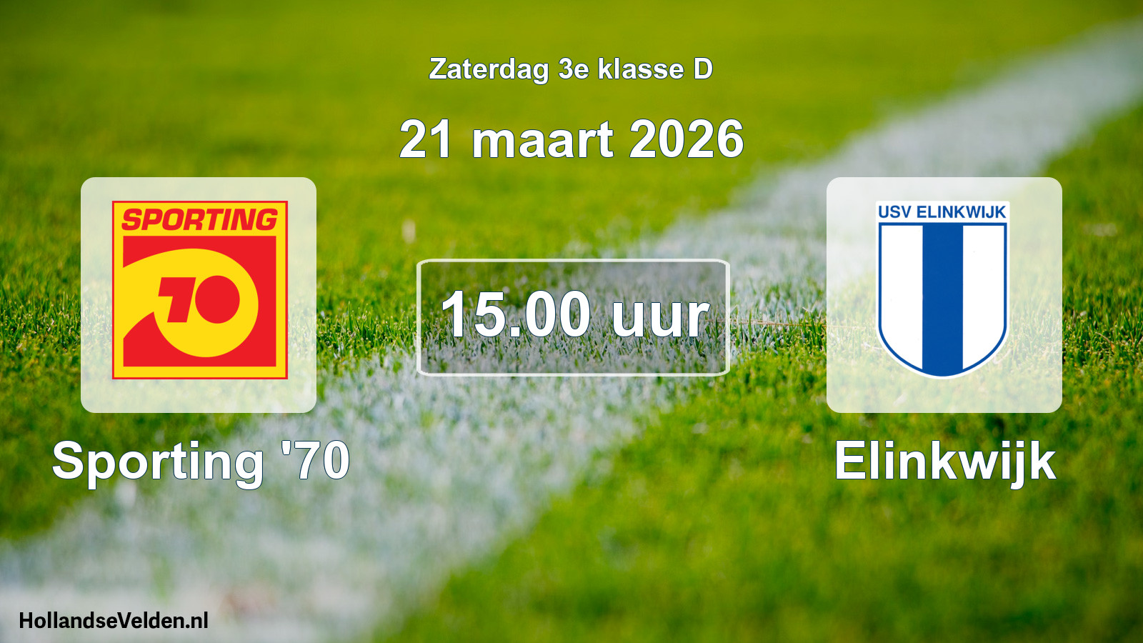 Geplande wedstrijd: Sporting '70 - Elinkwijk (21 maart 2026)