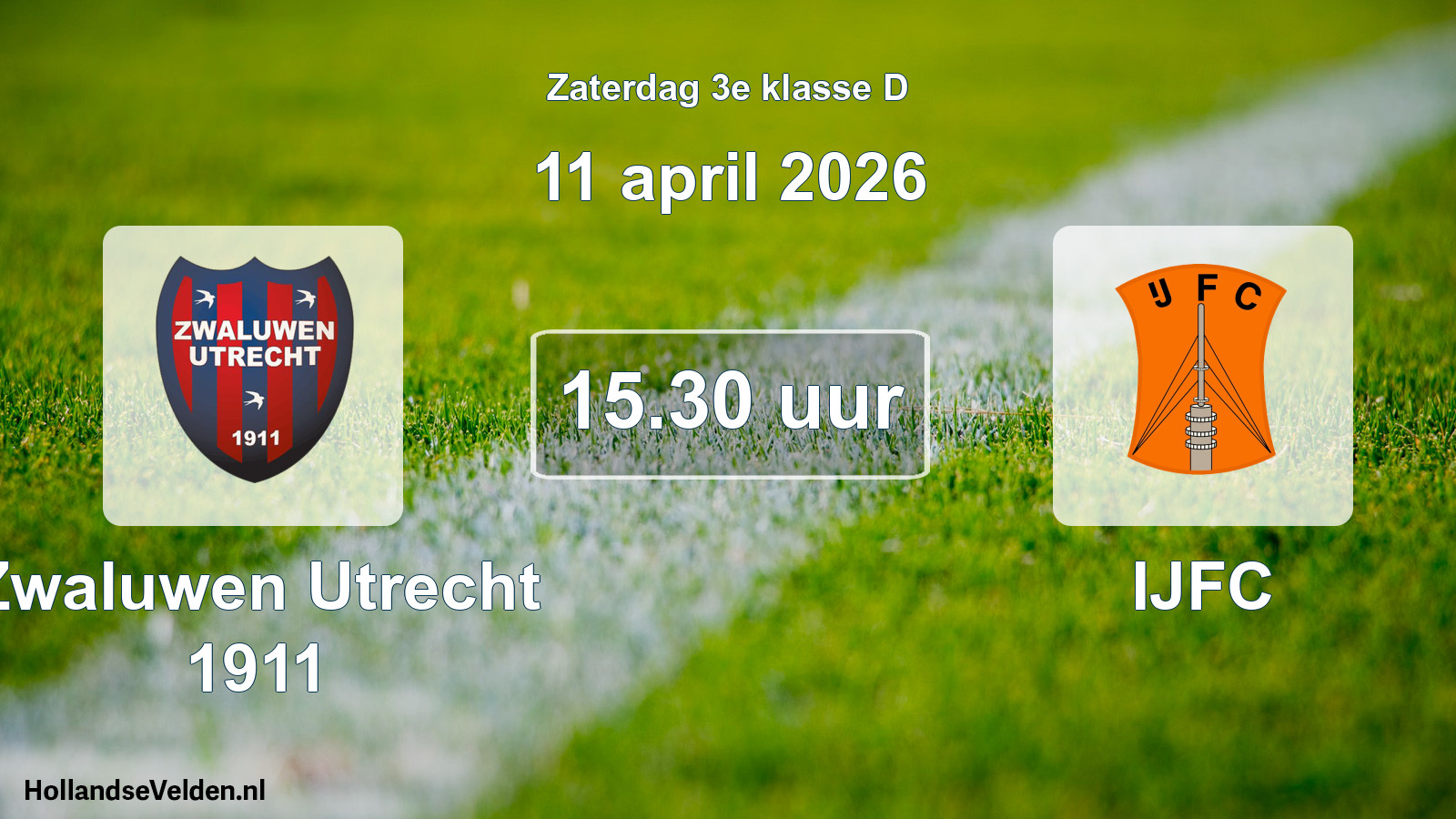 Geplande wedstrijd: Zwaluwen Utrecht 1911 - IJFC (11 april 2026)