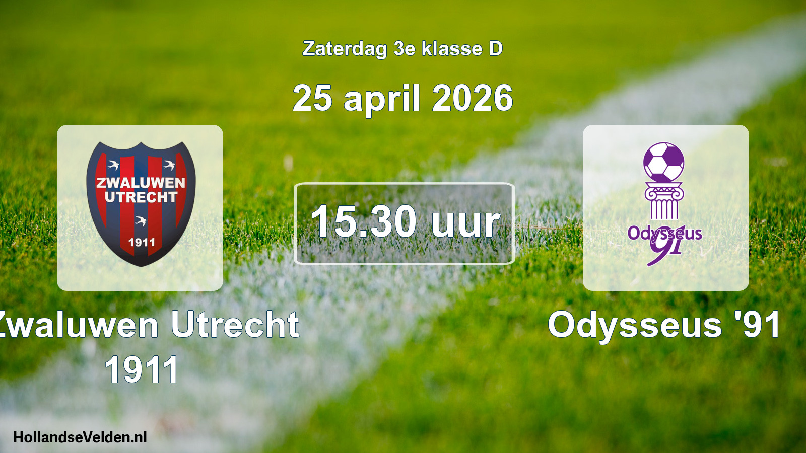 Geplande wedstrijd: Zwaluwen Utrecht 1911 - Odysseus '91 (25 april 2026)
