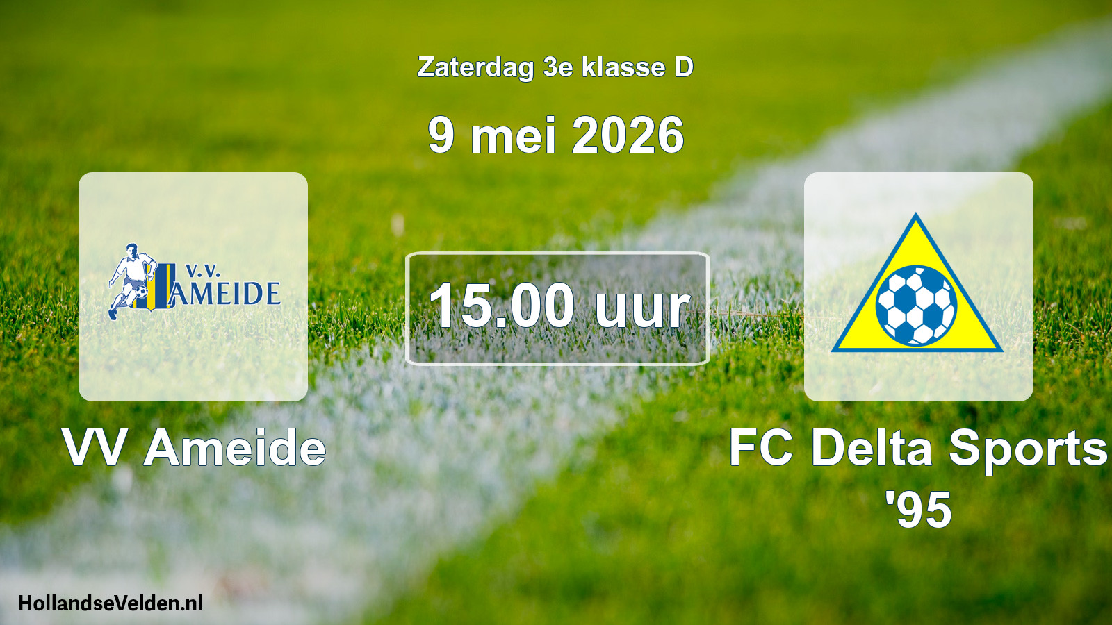 Geplande wedstrijd: VV Ameide - FC Delta Sports '95 (9 mei 2026)