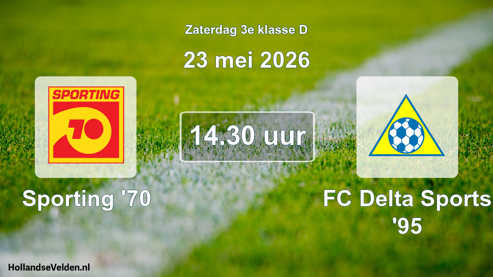 Geplande wedstrijd: Sporting '70 - FC Delta Sports '95 (23 mei 2026)