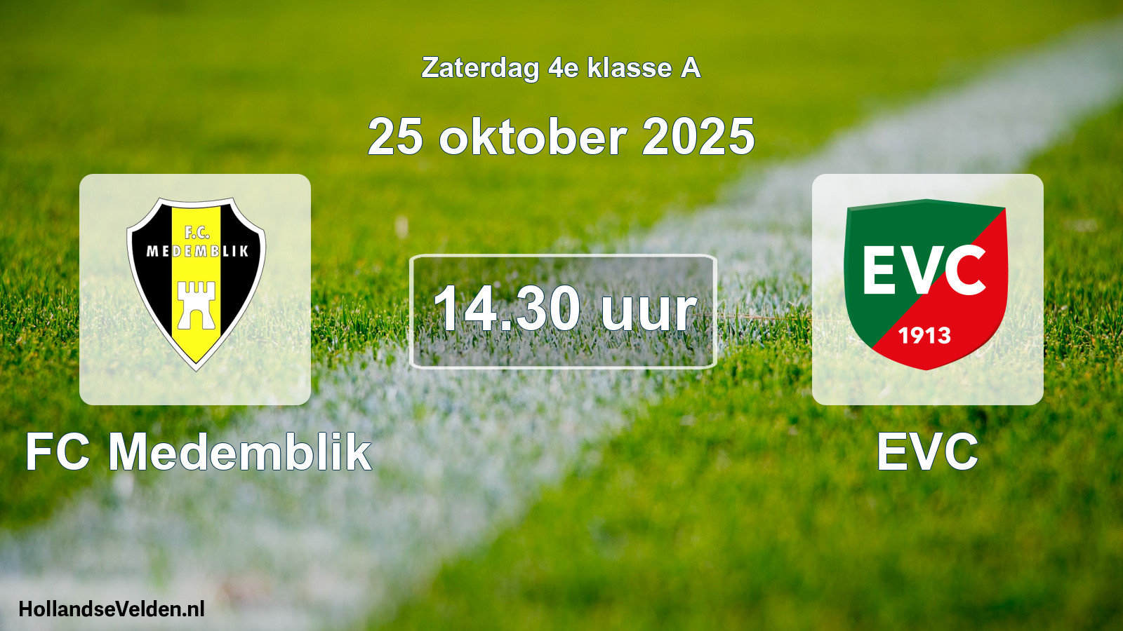 Geplande wedstrijd: FC Medemblik - EVC (25 oktober 2025)