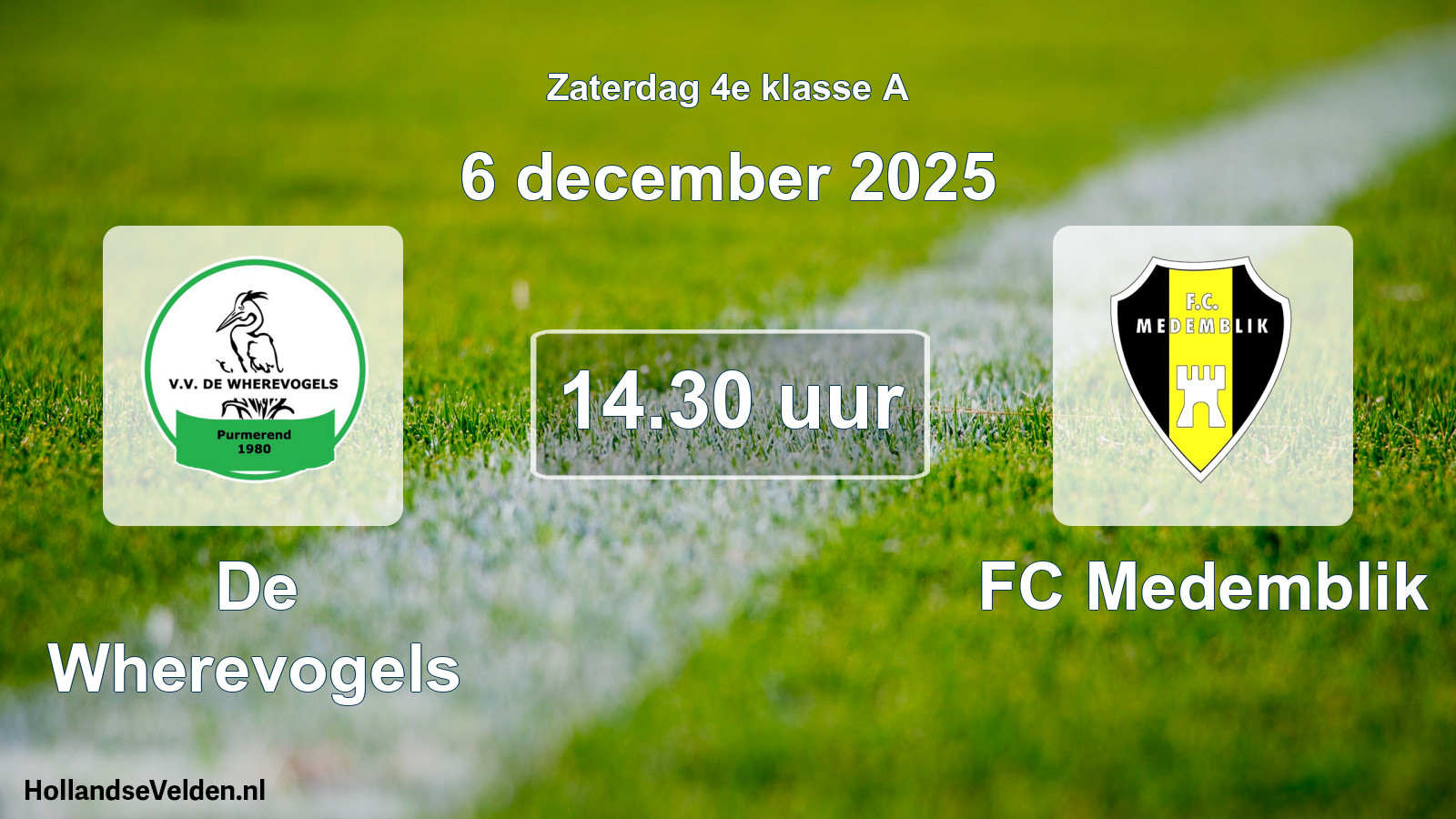 Scheduled Match: De Wherevogels - FC Medemblik (6 December 2025)