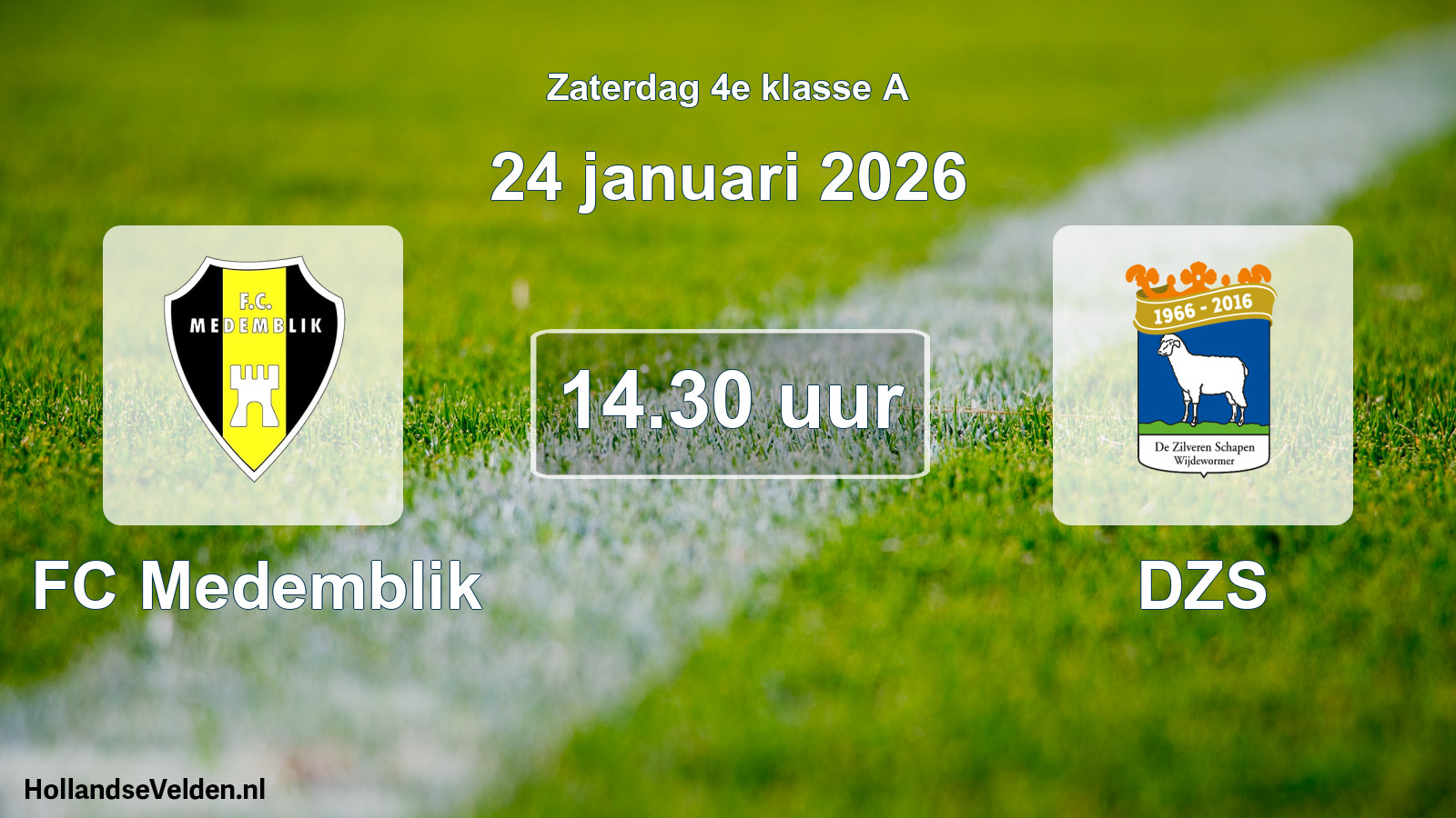 Geplande wedstrijd: FC Medemblik - DZS (24 januari 2026)